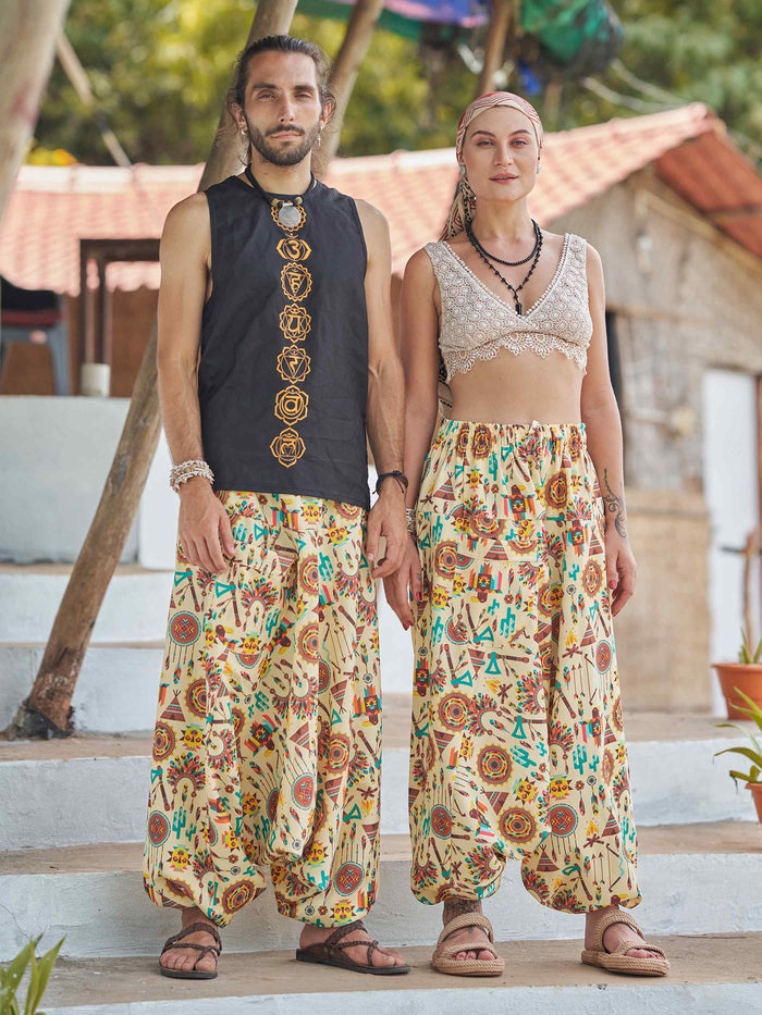 Buy Men's Tribal Genie Baggy Balloon Aladdin Hippy Harem Pants For Dance Yoga