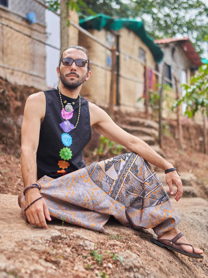 Men's Tribal Mandala Print Balloon Aladdin Harem Pants For Travel Yoga Dance image 3