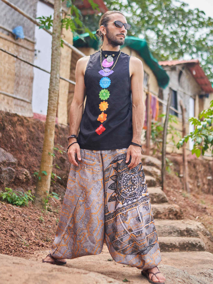 Men's Tribal Mandala Print Balloon Aladdin Harem Pants For Travel Yoga Dance image 4