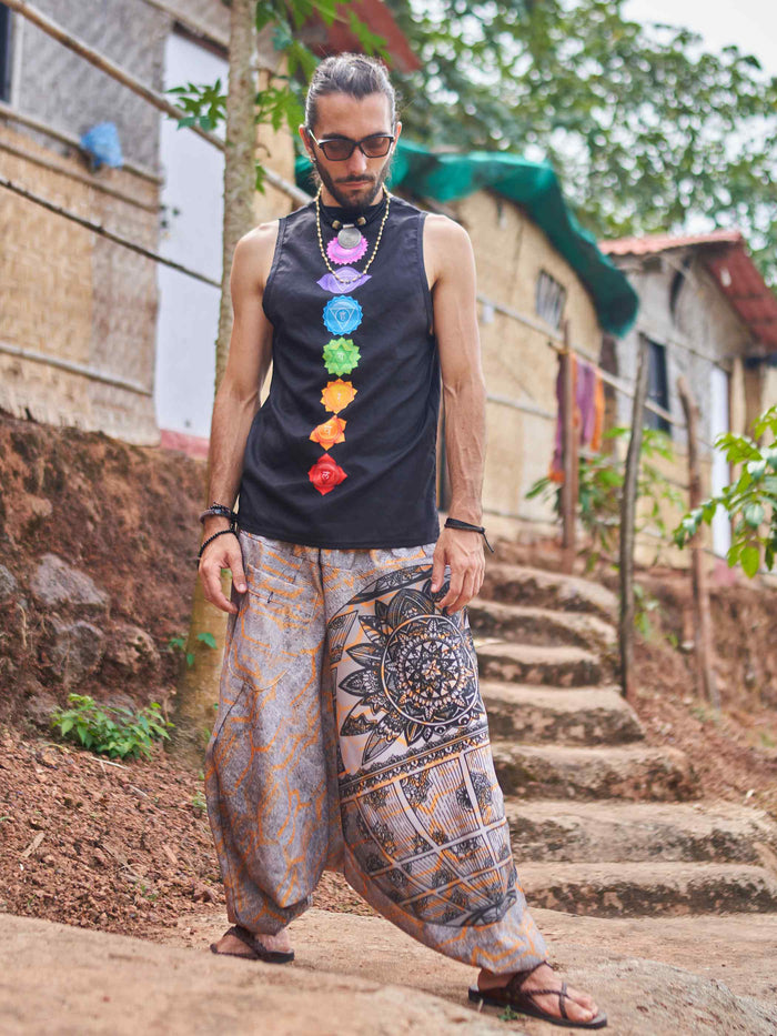 Men's Tribal Mandala Print Balloon Aladdin Harem Pants For Travel Yoga Dance image 5