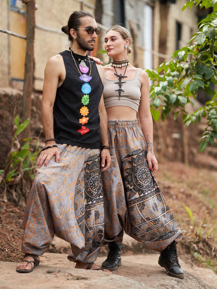 Men's Tribal Mandala Print Balloon Aladdin Harem Pants For Travel Yoga Dance image 7