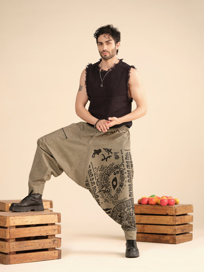 Men’s Tribal Print Cotton Harem Pants – Boho Yoga, Travel & Lounge Wear India