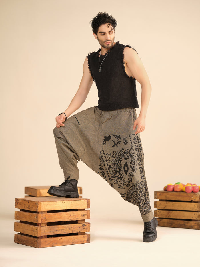 Men’s Tribal Print Cotton Harem Pants – Boho Yoga, Travel & Lounge Wear India
