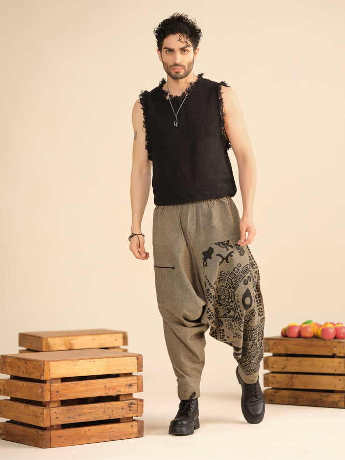 Men’s Tribal Print Cotton Harem Pants – Boho Yoga, Travel & Lounge Wear India