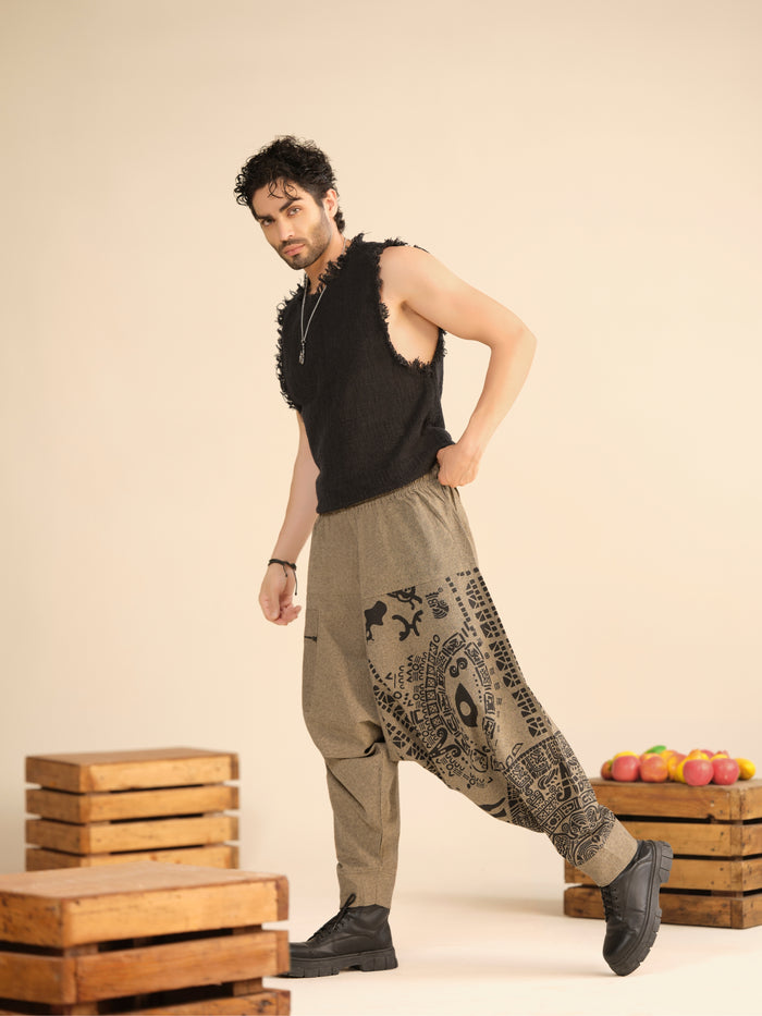 Men’s Tribal Print Cotton Harem Pants – Boho Yoga, Travel & Lounge Wear India