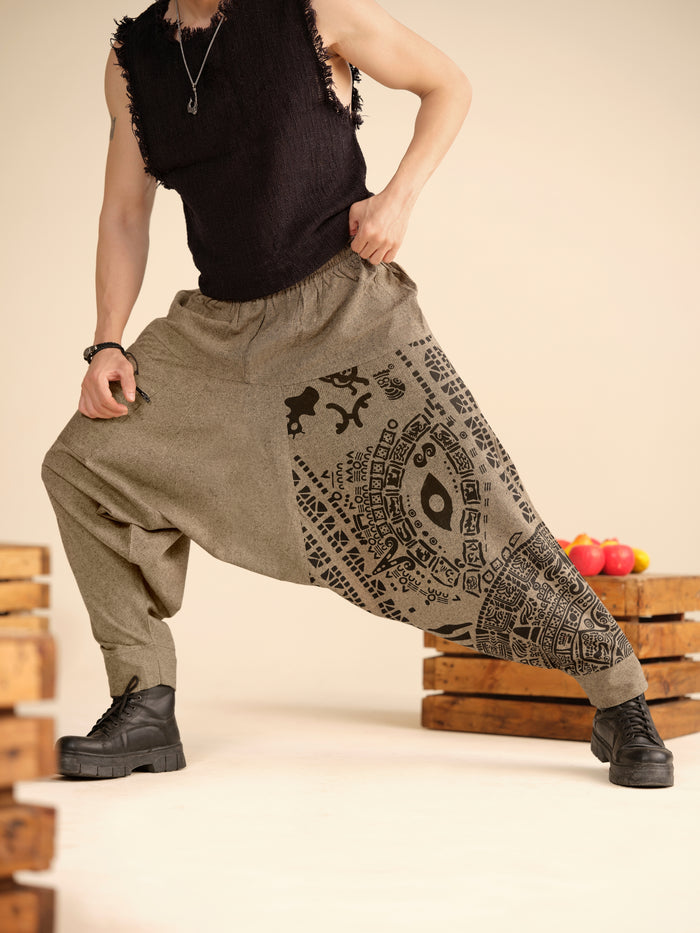 Men’s Tribal Print Cotton Harem Pants – Boho Yoga, Travel & Lounge Wear India
