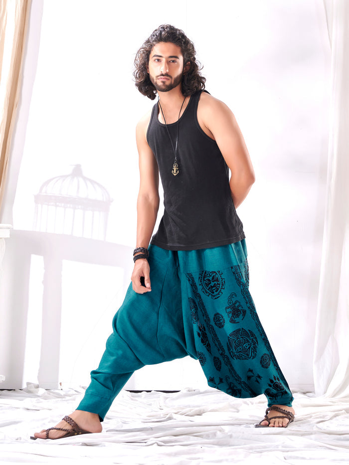 Men's Tribal Print High Waist Hippy Harem Pants image 1