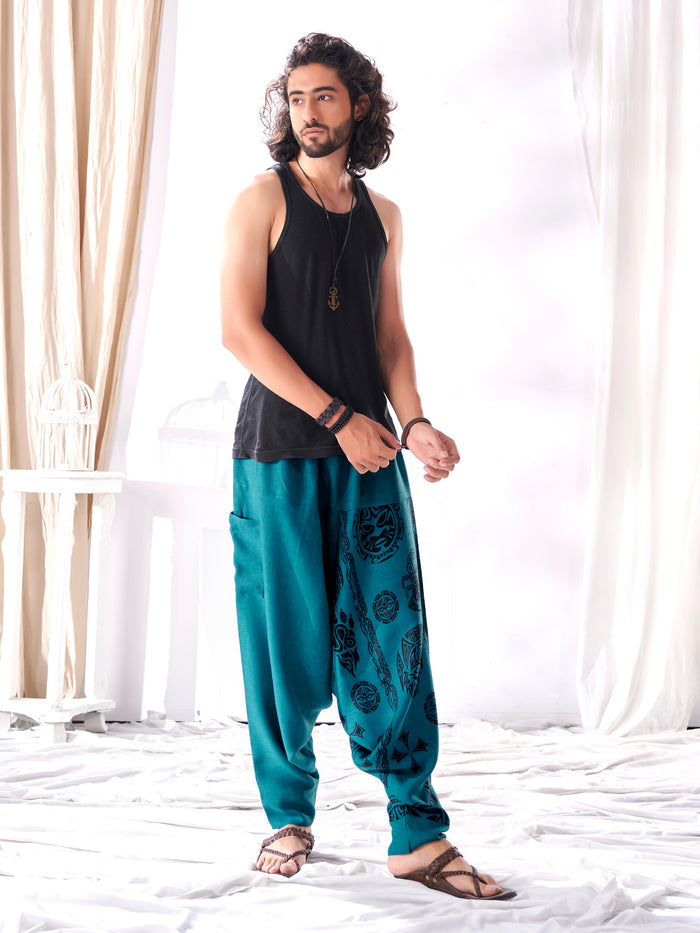 Men's Tribal Print High Waist Hippy Harem Pants image 2