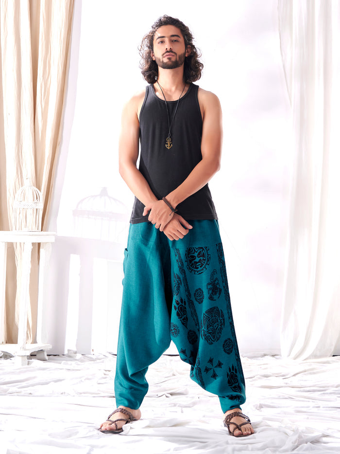 Men's Tribal Print High Waist Hippy Harem Pants image 3
