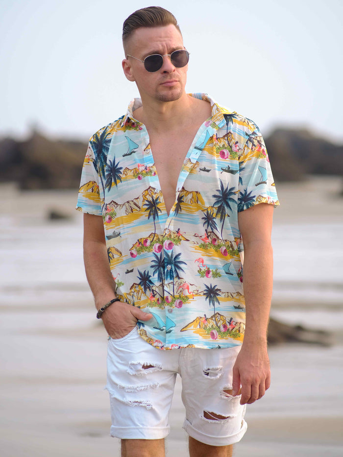 Men's Tropical Paradise Inspired Printed Goa Beach Shirt