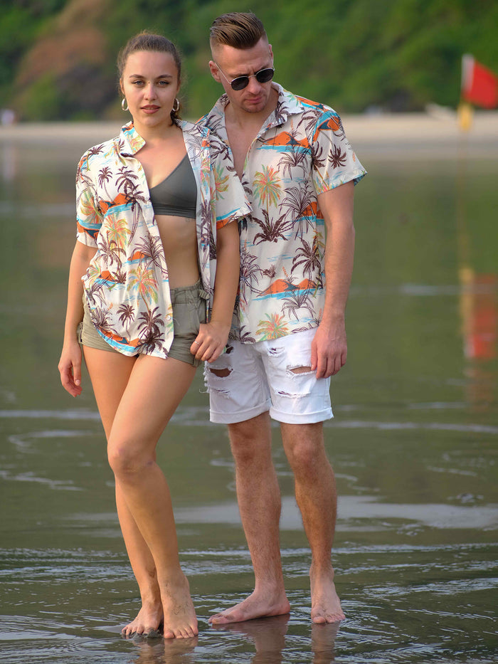 Men's Wanderlust Waves Coastal Printed Travel Net Shirt