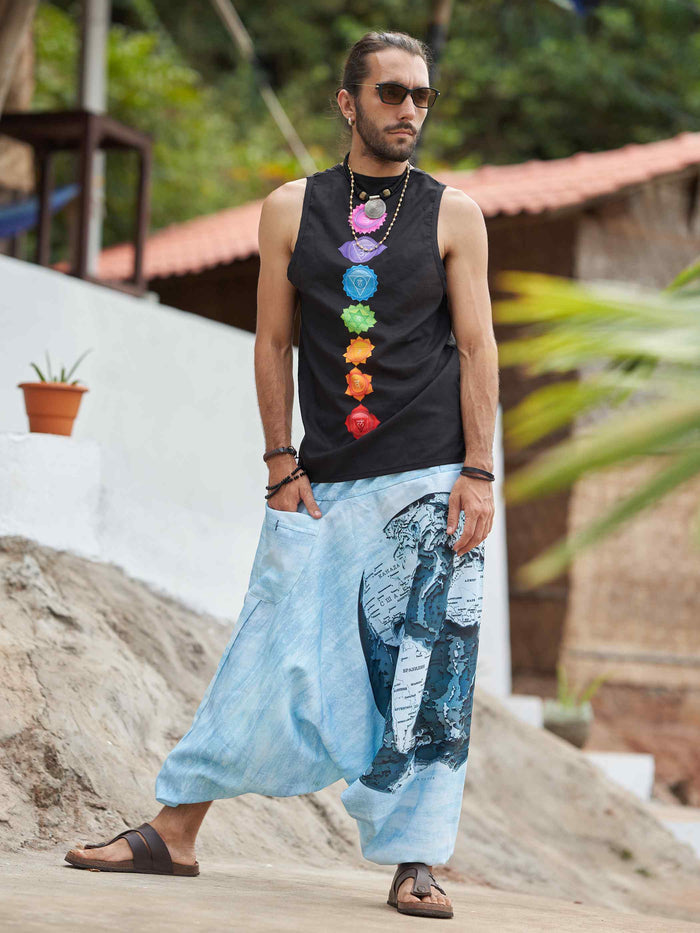 Men's World Map Print Hippy Aladdin Balloon Pyjamas Harem Pants For Travel image 3