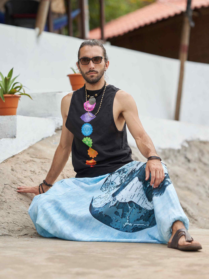 Men's World Map Print Hippy Aladdin Balloon Pyjamas Harem Pants For Travel image 5