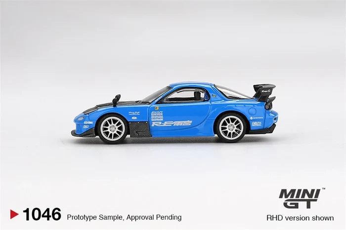 MINI GT 1:64 RX-7 RE-Amemiya 20B NA 3ROTOR-7 “Ama-san Go”Blue Diecast Model Car