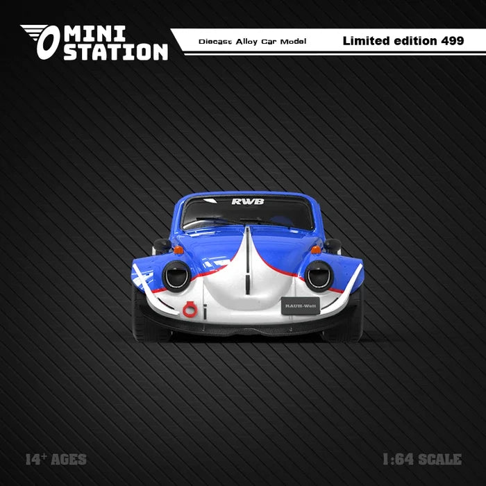 Mini Station  1:64 RWB-Beetel Targa BlueWhite limited499 Diecast Model Car