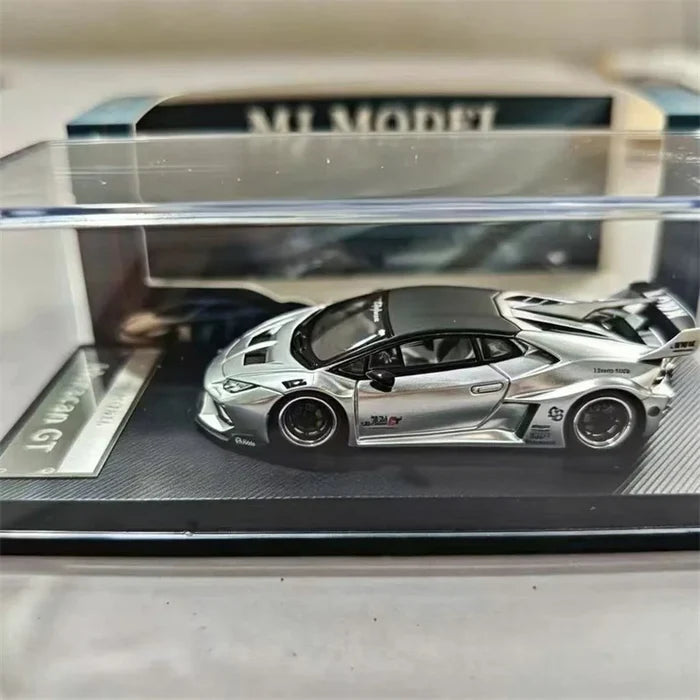 MJ-Model 1:64 LB Huracan LP610 GT LB-Silhouette Works Silver Alloy Diecast Model Car Collectible