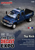 MK Miniatures & GOC 1:64 GMC TOP KICK PICK UP POLICE TRUCK Blue Limited499 Diecast Model Car