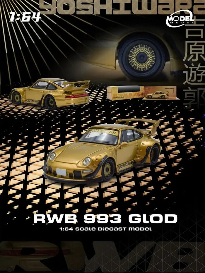 Model Model 1:64 RWB993 Gold Die-Cast Car Model Miniature Gifts