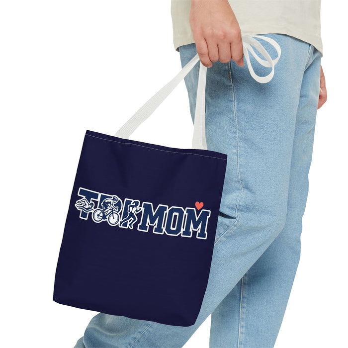 Mom Tote Bag – "Trike Mom" Navy Canvas Tote with Heart Accent