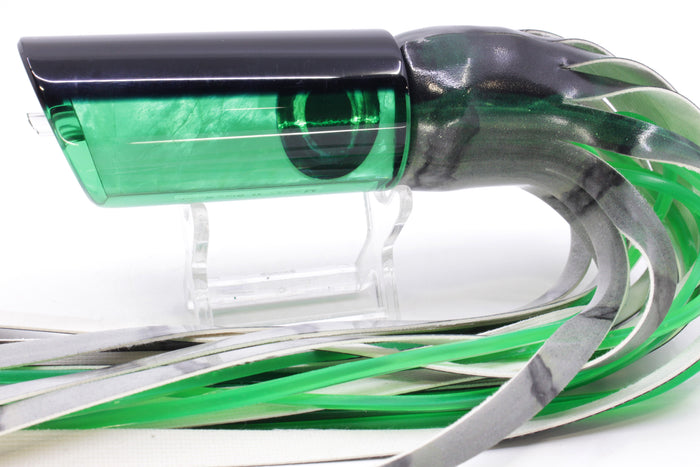 Moyes Lures Green MOP Black Back Medium Pipe Bomb 12" 7.5oz FT Vinyl Green Drip
