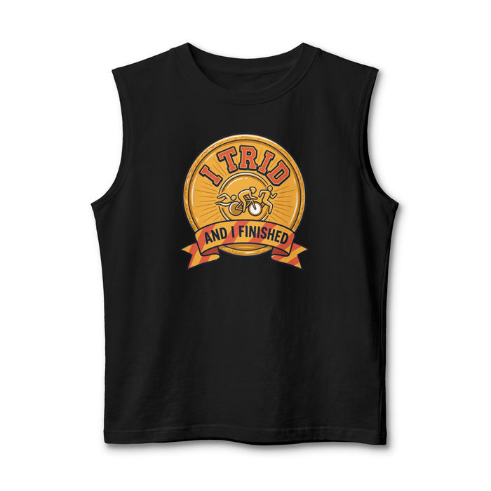 Muscle Tank — “I Tried and I Finished” Cycling Vintage Badge