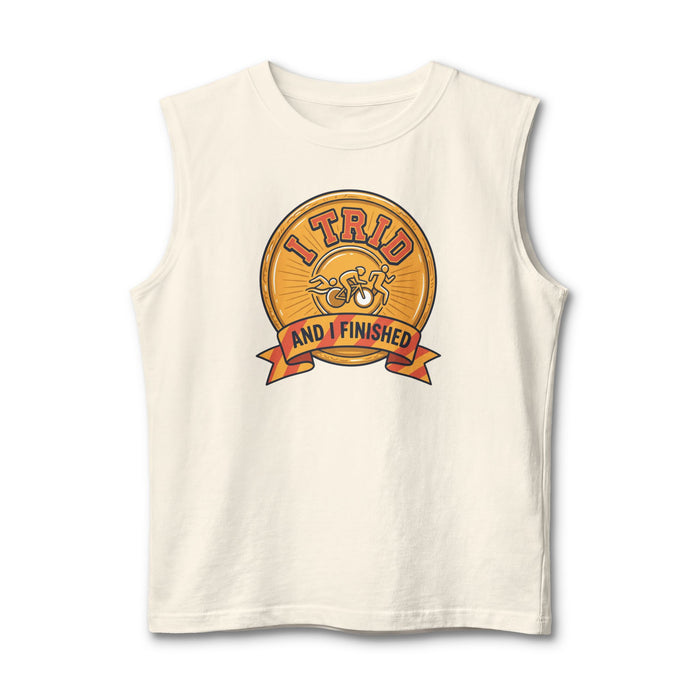 Muscle Tank — “I Tried and I Finished” Cycling Vintage Badge