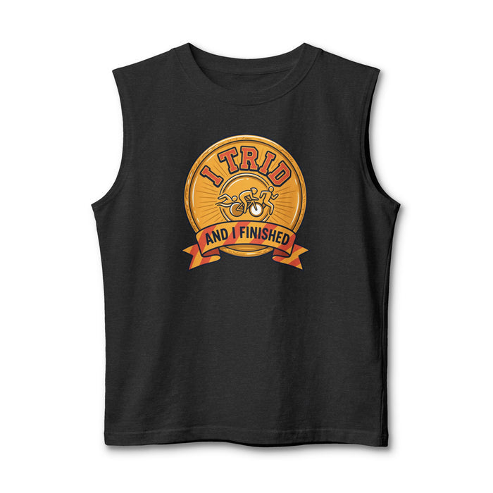 Muscle Tank — “I Tried and I Finished” Cycling Vintage Badge