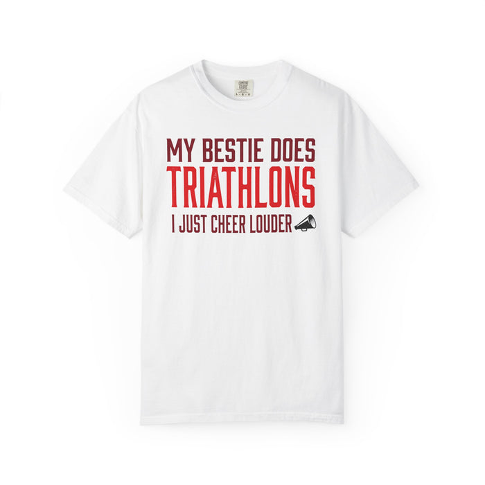 My Bestie Does Triathlons T-Shirt – Funny Supporter Tee