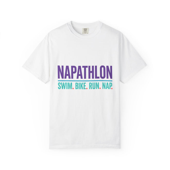 Napathlon T-Shirt — "Swim. Bike. Run. Nap." Funny Triathlon Tee