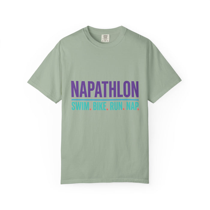 Napathlon T-Shirt — "Swim. Bike. Run. Nap." Funny Triathlon Tee