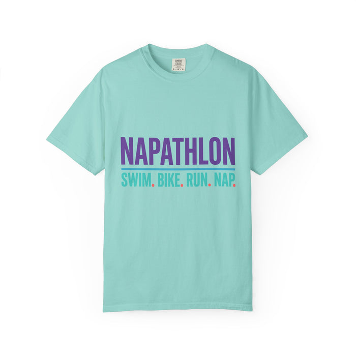 Napathlon T-Shirt — "Swim. Bike. Run. Nap." Funny Triathlon Tee