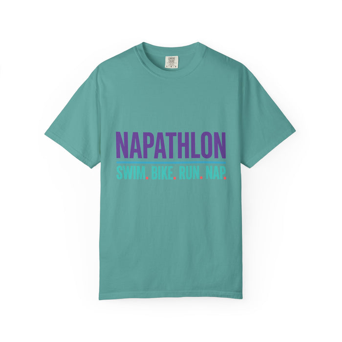 Napathlon T-Shirt — "Swim. Bike. Run. Nap." Funny Triathlon Tee