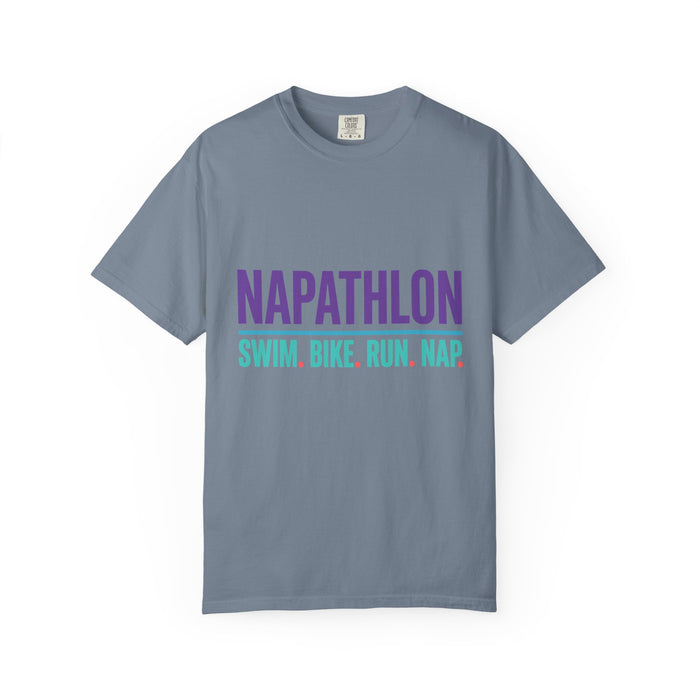 Napathlon T-Shirt — "Swim. Bike. Run. Nap." Funny Triathlon Tee