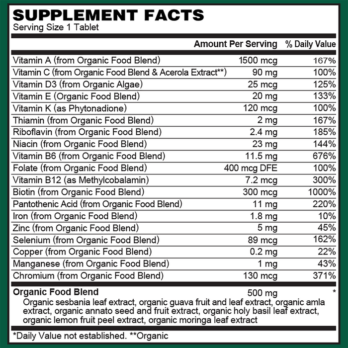 Organic Multivitamin for Men – Whole Food Blend