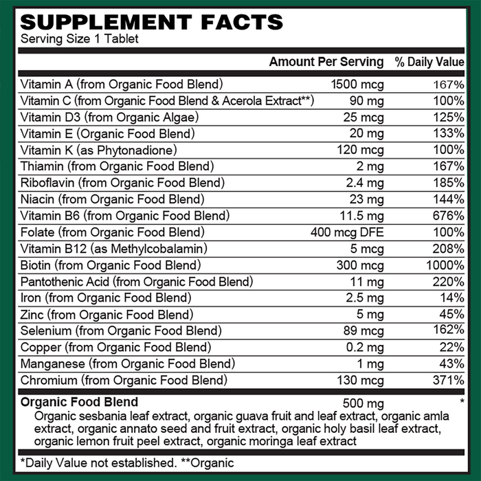 Organic Multivitamin for Women – Whole Food Blend
