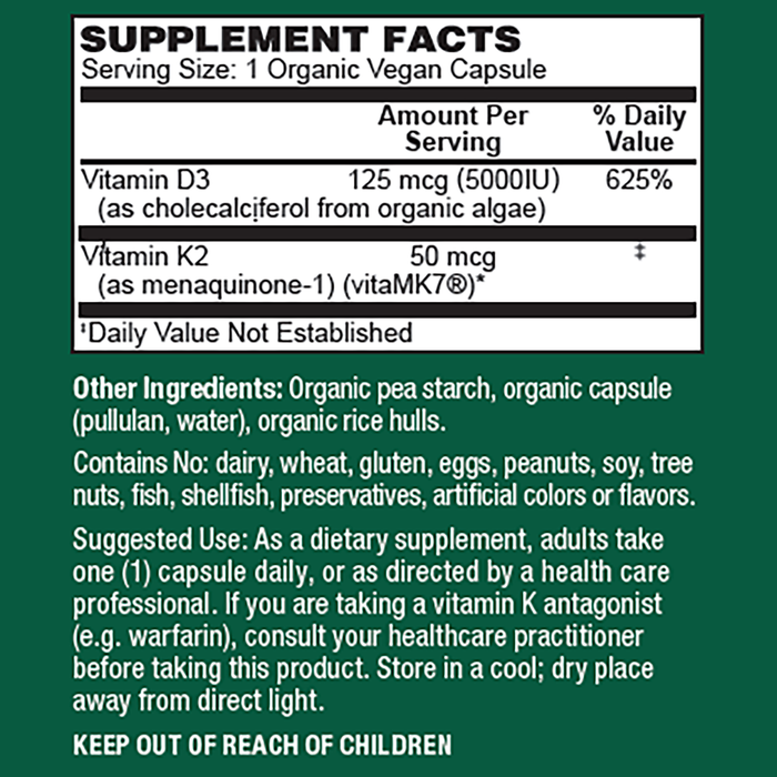 Organic Vegan Vitamin D3 + K2
