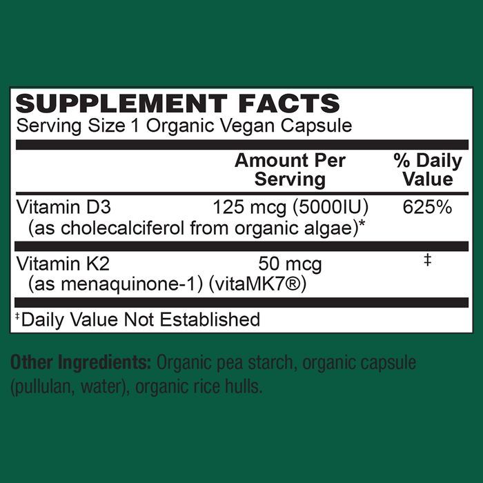Organic Vegan Vitamin D3 + K2