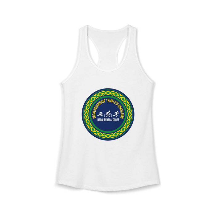 Orgulhosamente Triatleta Brasileiro Women's Racerback Tank — Swim Bi