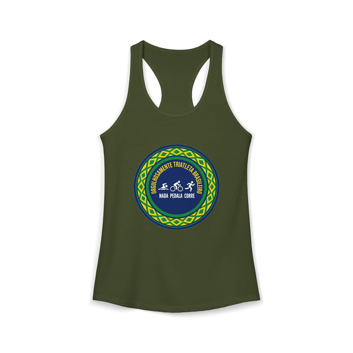Orgulhosamente Triatleta Brasileiro Women's Racerback Tank — Swim Bi
