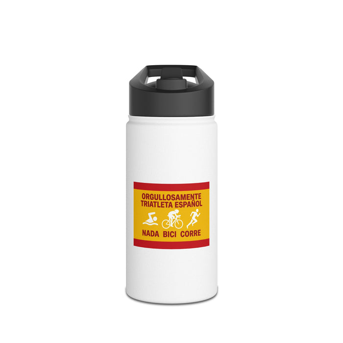 Orgullosamente Triatleta Español Stainless Steel Water Bottle — Swim