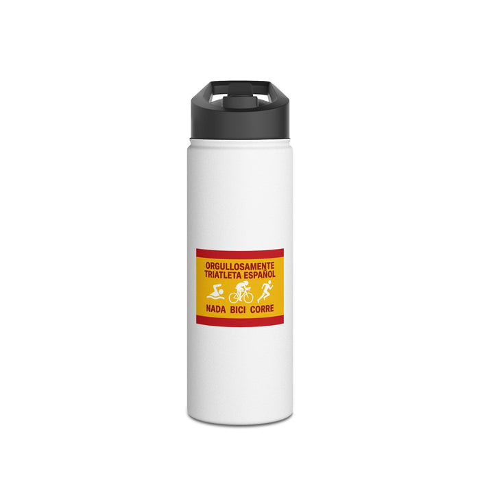 Orgullosamente Triatleta Español Stainless Steel Water Bottle — Swim