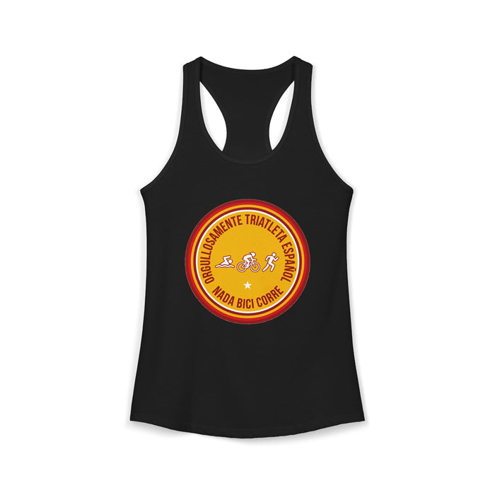 Orgullosamente Triatleta Español Women's Racerback Tank — Swim Bike