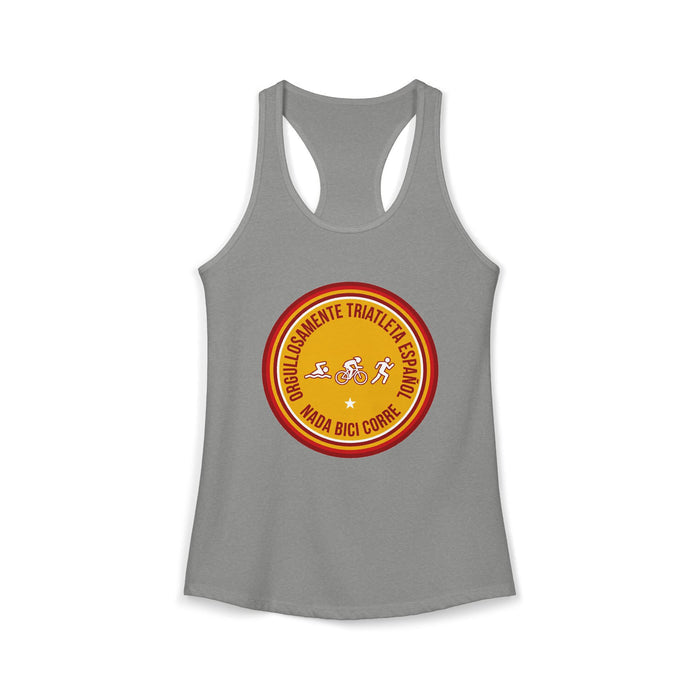 Orgullosamente Triatleta Español Women's Racerback Tank — Swim Bike