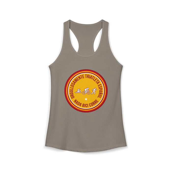 Orgullosamente Triatleta Español Women's Racerback Tank — Swim Bike