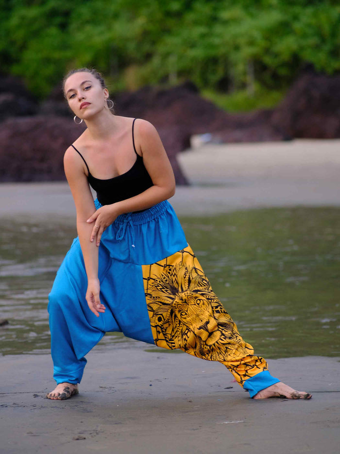 Buy Unisex Couple Bohemian Lion Print Hippy Baggy Aladdin Harem Pants For Travel Dance Yoga
