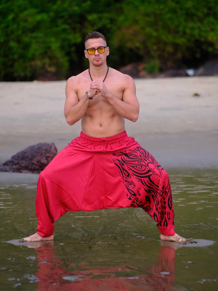 Buy Unisex Couple Red Owl Bohemian Hippy Aladdin Balloon Harem Pants For Travel Yoga Dance