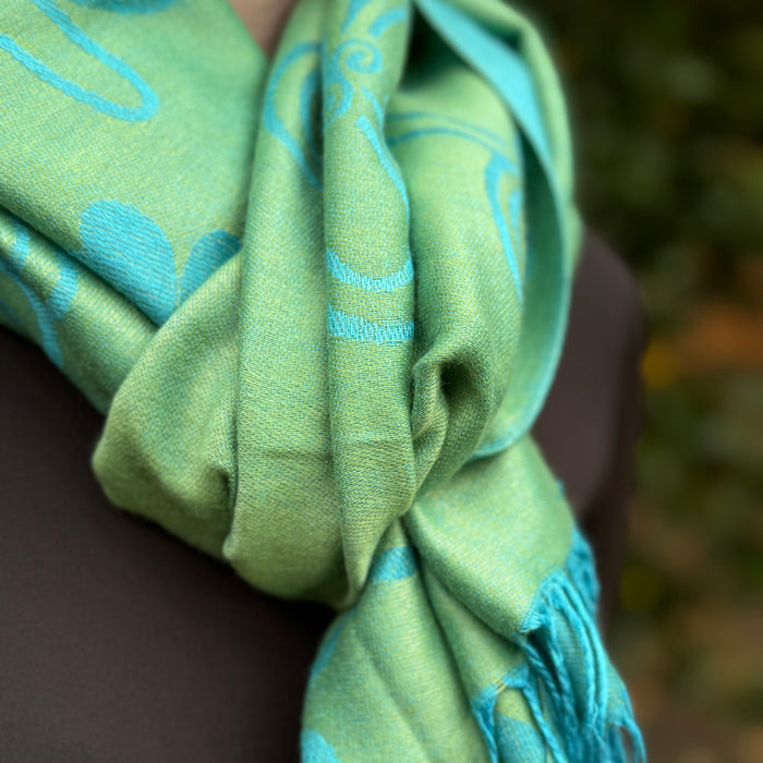 Pashmina Shamrock Turquoise Scarf