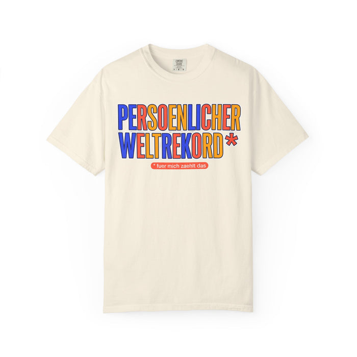 Persönlicher Weltrekord T-Shirt – Retro German Typography Graphic Tee