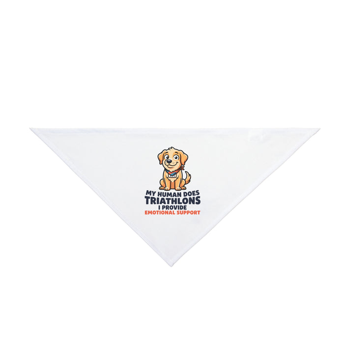 Pet Bandana - "My Human Does Triathlons I Provide Emotional Support" Cute Dog Bandana, Funny Triathlete Pet Gift