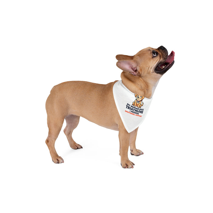 Pet Bandana - "My Human Does Triathlons I Provide Emotional Support" Cute Dog Bandana, Funny Triathlete Pet Gift